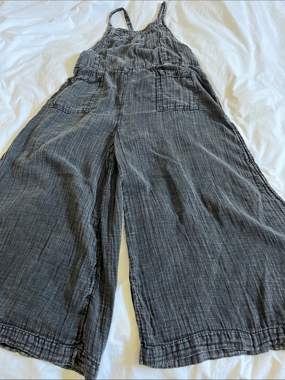 Dakota Cotton Tie Overalls from Natural Life washed black plus size XXL